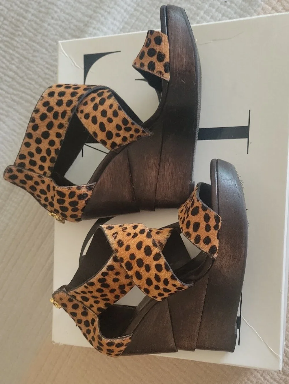 Diane Von Furtenberg Leopard Print Crisscross Wedge Sandals - Brown, Size 6.0